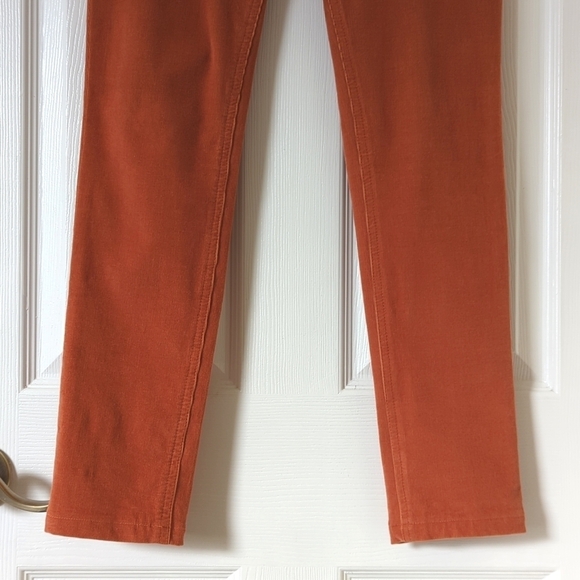 Pilcro Anthropologie Serif Pinwale Corduroy Mid Rise Skinny Pants Orange 27 - Picture 3 of 15